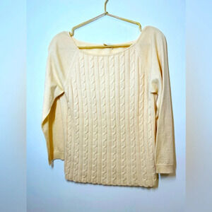 Valentino Cable Knit Cream Pullover Scoopneck Sweater